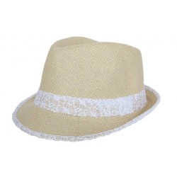 Trilby Whistler Beige et Blanc Taille unique CHAPEAUX Nyls Création