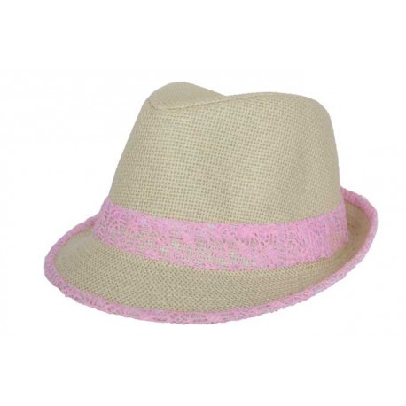 Trilby Whistler Beige et Rose Taille unique CHAPEAUX Nyls Création