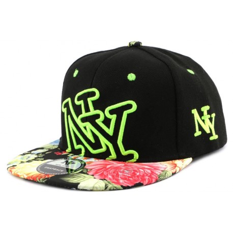 Snapback NY Noire avec visière florale ANCIENNES COLLECTIONS divers