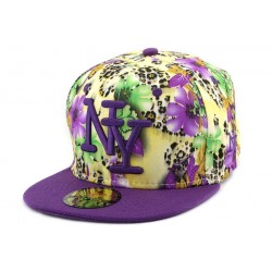 Casquette Enfant NY Florale Violette et Jaune de 7 à 12 ans ANCIENNES COLLECTIONS divers