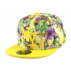 Casquette Enfant NY Florale Jaune et Violet de 7 à 12 ans ANCIENNES COLLECTIONS divers