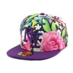 Casquette Enfant NY Florale Violette et Rose de 7 à 12 ans ANCIENNES COLLECTIONS divers