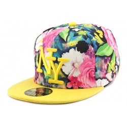 Casquette Enfant NY Florale Jaune et Rose de 7 à 12 ans ANCIENNES COLLECTIONS divers