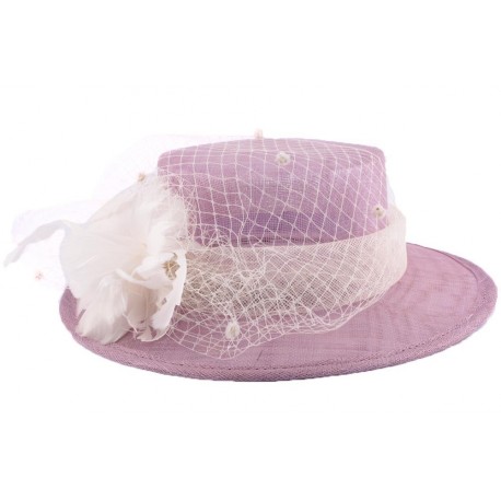 Chapeau Mariage Cunina Mauve et Ecru ANCIENNES COLLECTIONS divers