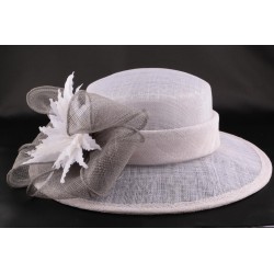 Chapeau Mariage Dea en sisal blanchi et Gris ANCIENNES COLLECTIONS divers