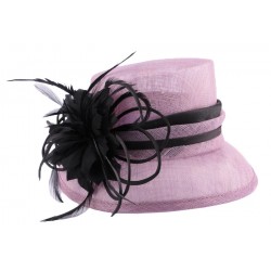 Chapeau Mariage Eternite en sisal Mauve et Noir ANCIENNES COLLECTIONS divers