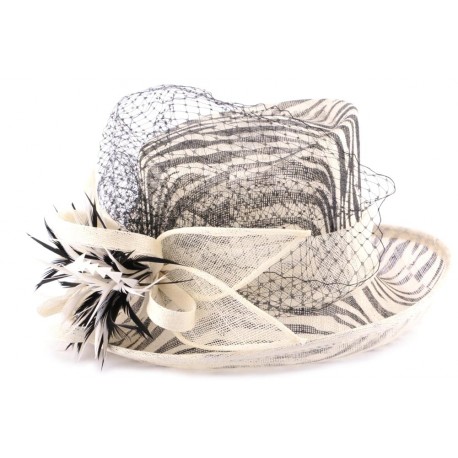 Chapeau Mariage Fraus en sisal zèbre noir et écru ANCIENNES COLLECTIONS divers