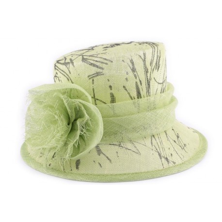 Chapeau Mariage Junon en sisal Anis et Noir Chapeau cérémonie Léon montane