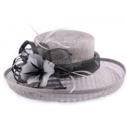 Chapeau Mariage Lima en sisal gris et noir ANCIENNES COLLECTIONS divers