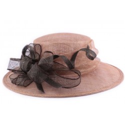 Chapeau Mariage Lucine en sisal Taupe et Marron ANCIENNES COLLECTIONS divers