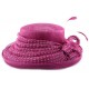 Chapeau Mariage Mellona en sisal Fuschia pois blanc CHAPEAUX Léon montane