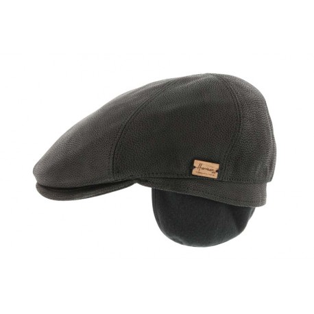 Casquette Herman Derek cuir brillant noir ANCIENNES COLLECTIONS divers