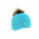 Bonnet Rmoutain Ice Turquoise + Pompon Raccon ANCIENNES COLLECTIONS divers