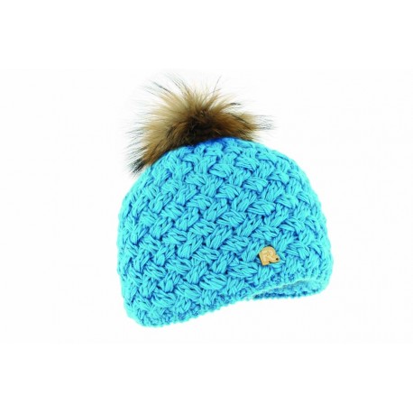 Bonnet Rmoutain Ice Turquoise + Pompon Raccon ANCIENNES COLLECTIONS divers