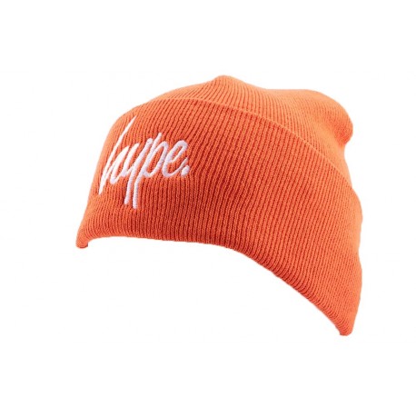 Bonnet à Revers Hype Script Orange et Blanc BONNETS HYPE