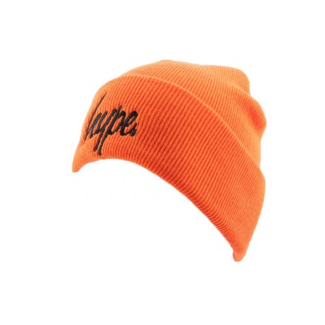 Bonnet à Revers Hype Script Orange et Noir BONNETS HYPE