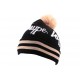 Bonnet à Pompon Hype Noir et Beige BONNETS HYPE