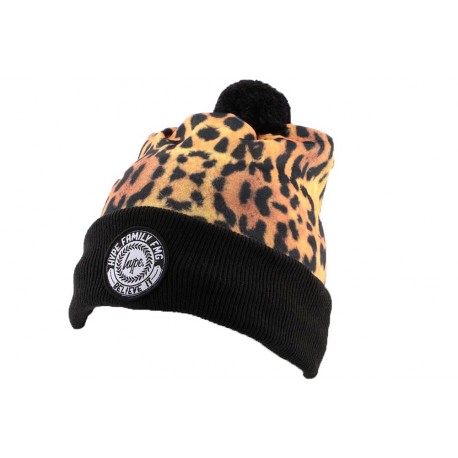 Bonnet à Pompon Hype Leopard et Noir ANCIENNES COLLECTIONS divers