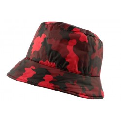 Chapeau Pluie Nyls Création Claire Camouflage Rouge CHAPEAUX Nyls Création