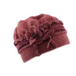 Toque femme en laine bouillie en coloris rose CHAPEAUX Léon montane