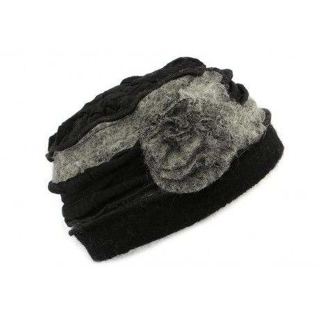 Toque en laine bouillie Léna Léon Montane Noire et Gris ANCIENNES COLLECTIONS divers