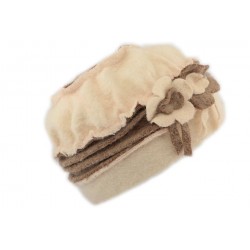 Toque en laine bouillie Olga Léon Montane Beige et Marron CHAPEAUX Léon montane