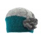 Toque laine bouillie Lydia Léon Montane Gris et Bleu Turquoise ANCIENNES COLLECTIONS divers