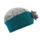 Toque laine bouillie Lydia Léon Montane Gris et Bleu Turquoise ANCIENNES COLLECTIONS divers