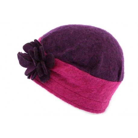 Toque laine bouillie Lydia Léon Montane Pourpre et Fuschia CHAPEAUX Léon montane