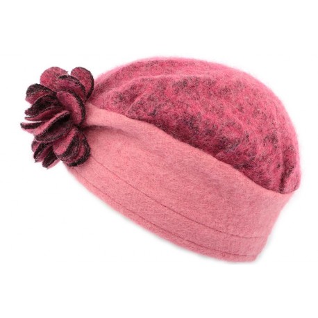 Toque laine bouillie Lydia Léon Montane Rose et Rose Clair CHAPEAUX Nyls Création