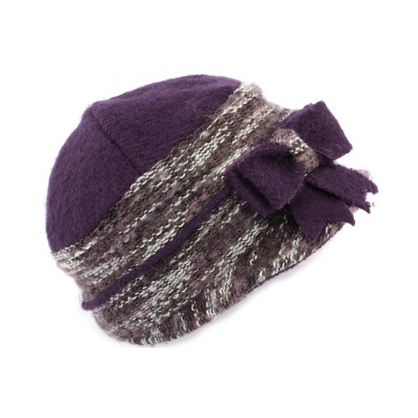 Chapeau Célia Léon Montane en laine bouillie Violet CHAPEAUX Léon montane