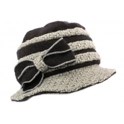 Chapeau Carla Léon Montane laine bouillie Noir et Gris CHAPEAUX Léon montane