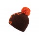 Bonnet à pompon Race Nyls Création Marron et Orange BONNETS Nyls Création