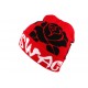 Bonnet Swag Rouge et Roses Noires BONNETS Nyls Création