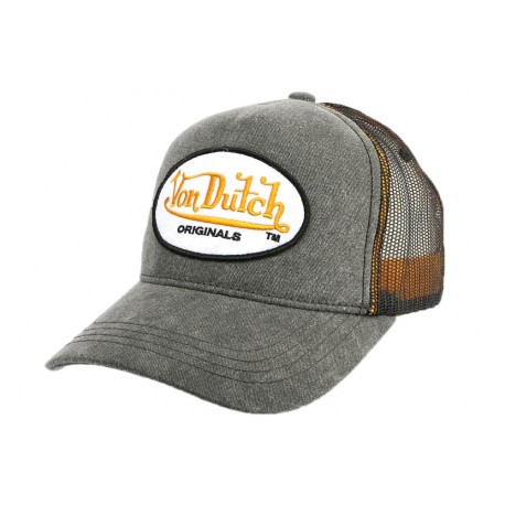 Casquette Trucker Von Dutch Grise Logo Blanc CASQUETTES VON DUTCH