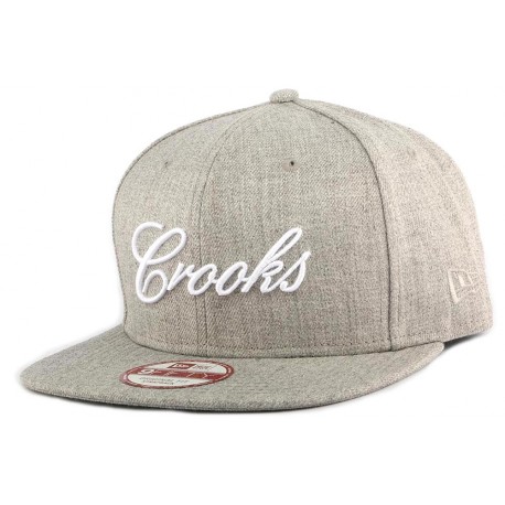 Snapback Crooks and Castles Script New Era Grise ANCIENNES COLLECTIONS divers