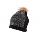 Bonnet Pompon Strass Noir Nyls Création BONNETS Nyls Création