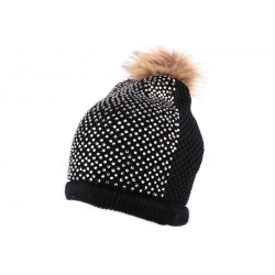 Bonnet Pompon Strass Noir Nyls Création BONNETS Nyls Création