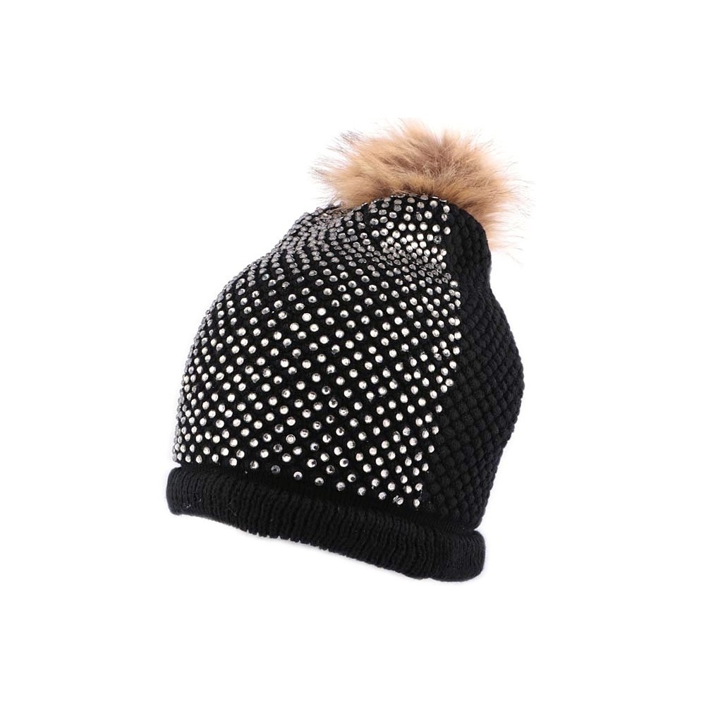 BONNET HIVER FEMME CHIC NOIR ET STRASS