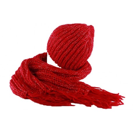 Bonnet et écharpe rouge Rita par Nyls Création BONNETS Nyls Création