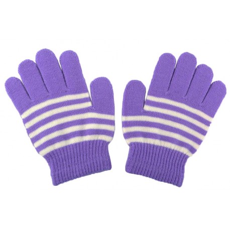 Gants Enfant Rayés Violet et Blanc Gants Léon montane