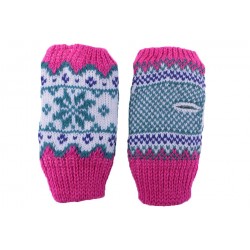 Gants Enfant Moufles Manchette Rose, Bleu et Blanc Gants Léon montane