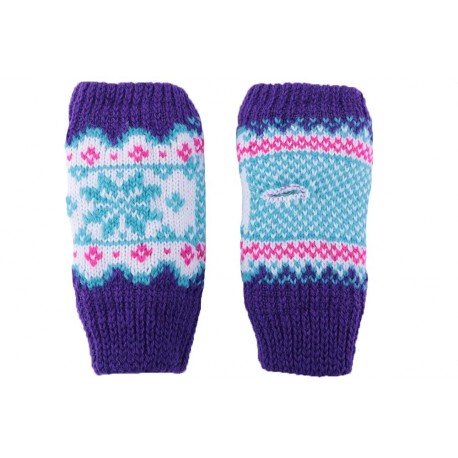 Gants Enfant Moufles Manchette Violet, Blanc et Bleu Gants Léon montane