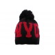 Bonnet Pompon Noir et Rouge New York ANCIENNES COLLECTIONS divers