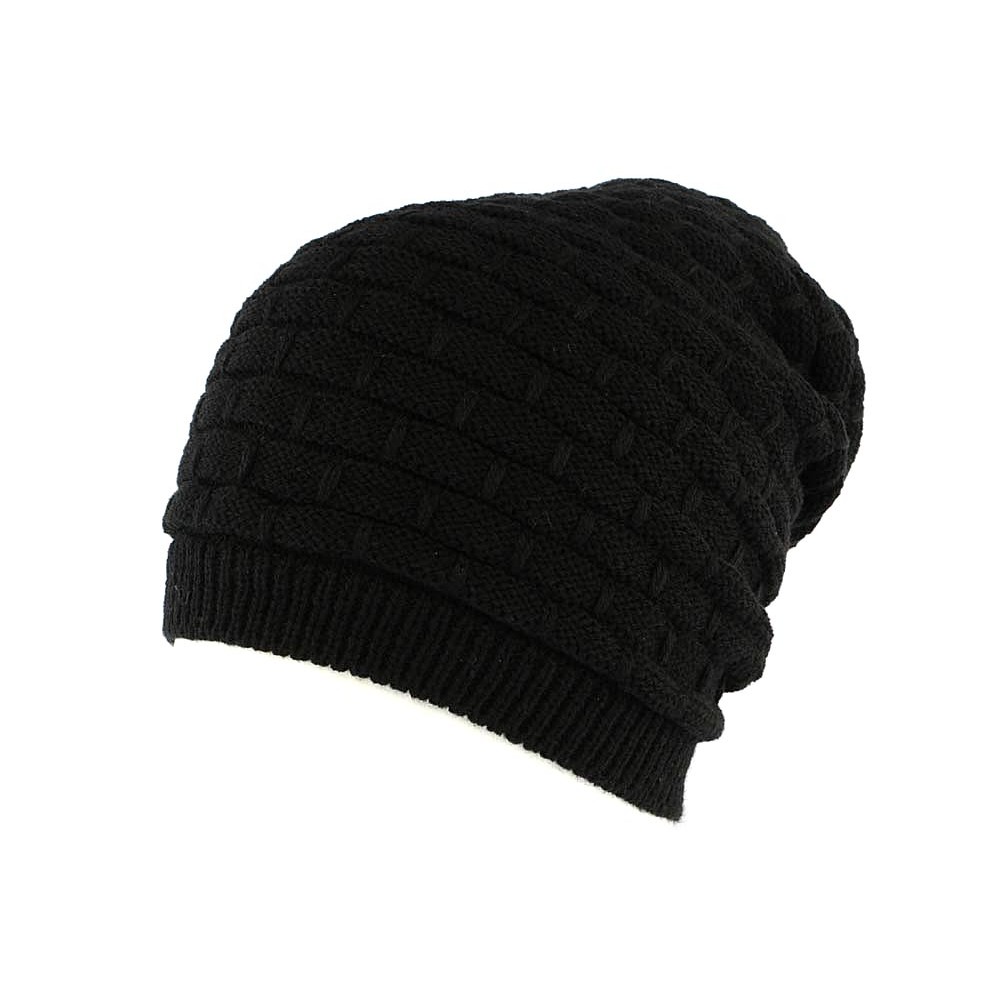 bonnet filet couleurs rasta et noir tricote large legerement extensible