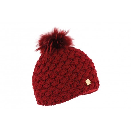 Bonnet pompon Raccoon tricot Croisé Rouge ANCIENNES COLLECTIONS divers