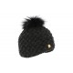 Bonnet Pompon Raccoon tricot Croisé Anthracite ANCIENNES COLLECTIONS divers