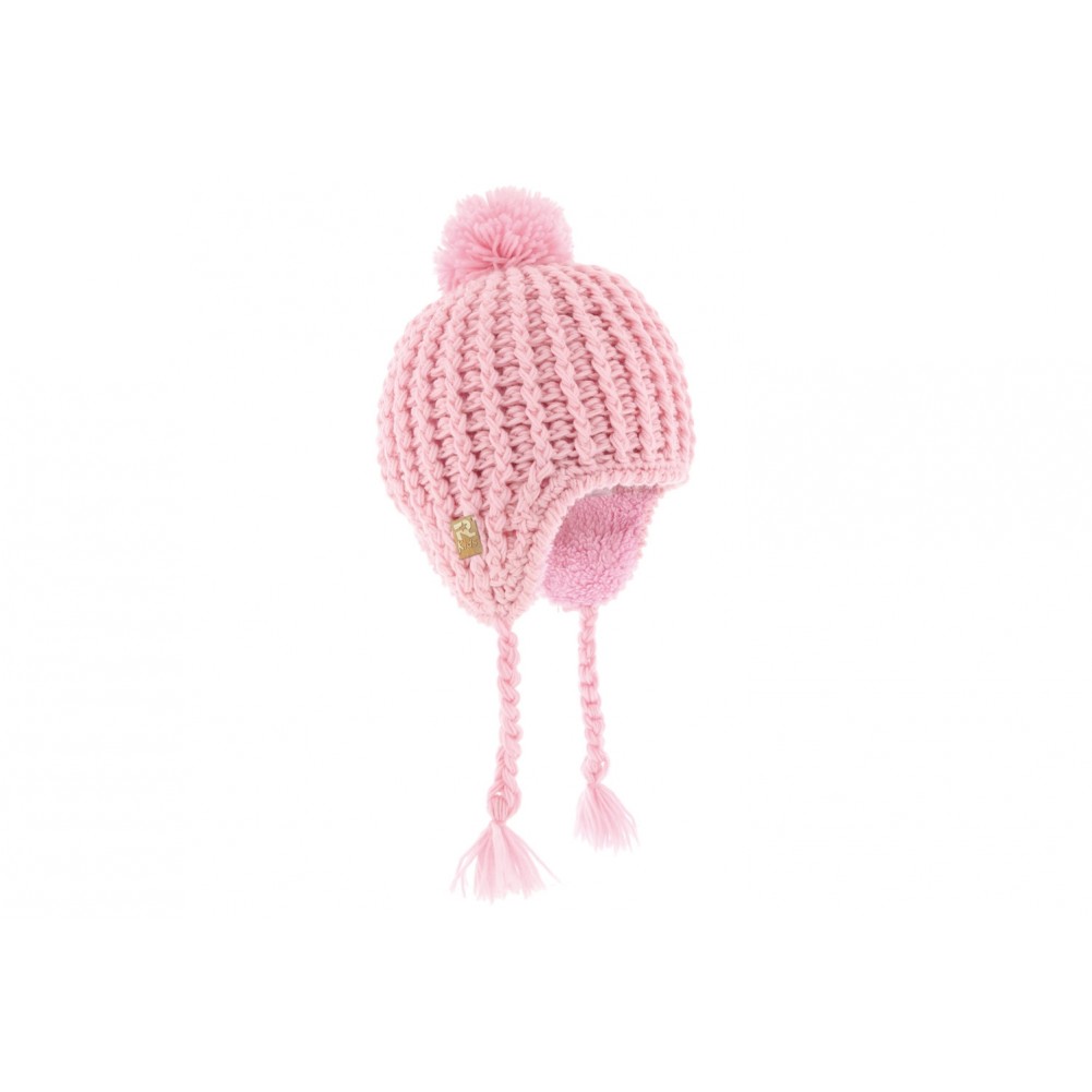 Bonnet Péruvien Bébé Rose Laine, bonnet fille doublé polaire livré 48h