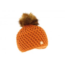 Bonnet Pompon Raccoon Grosse Maille Orange ANCIENNES COLLECTIONS divers