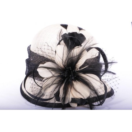 Chapeau cérémonie Delfy en sisal Ecru et Noir ANCIENNES COLLECTIONS divers